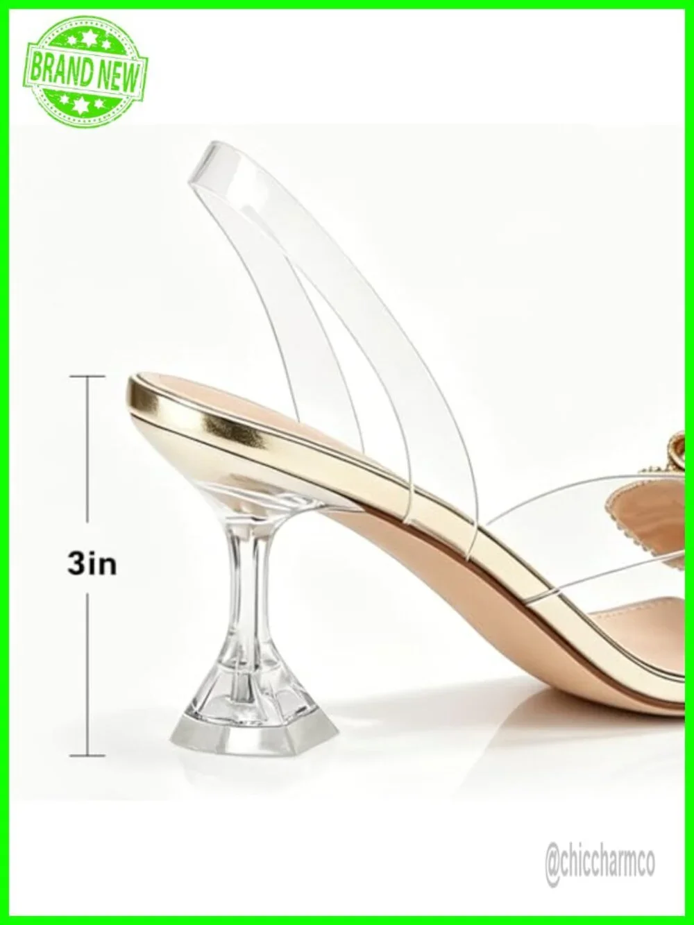 Crystal Bow Clear Slingback Kitten Heel Pumps